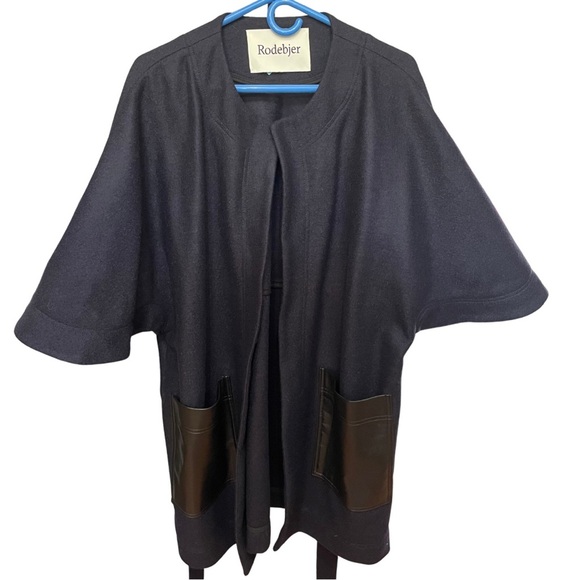 Women's Rodebjer Pinto Navy Blue Jacket  Poncho – Size M/L, Elegant & Minimalist - Picture 4 of 11